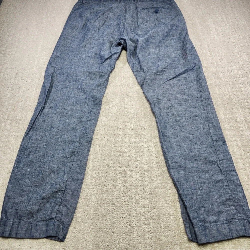 J Crew Pants Men 34x32 Sutton Chambray Linen Blend Straight Leg Blue Preppy
